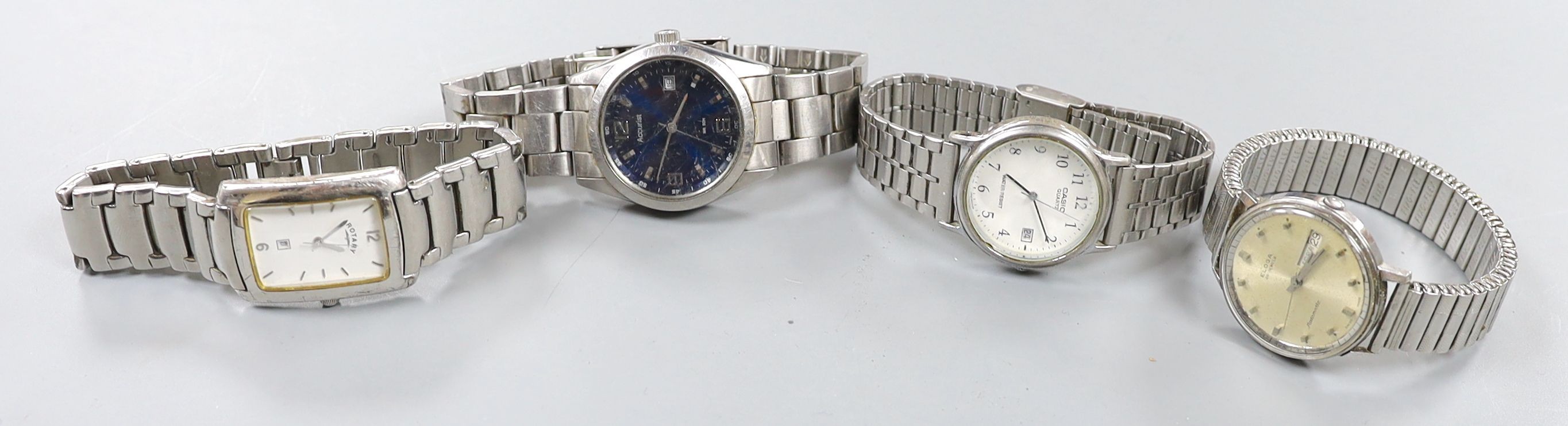 Four assorted gentleman's wrist watches including a 1960's steel Eloga watch.